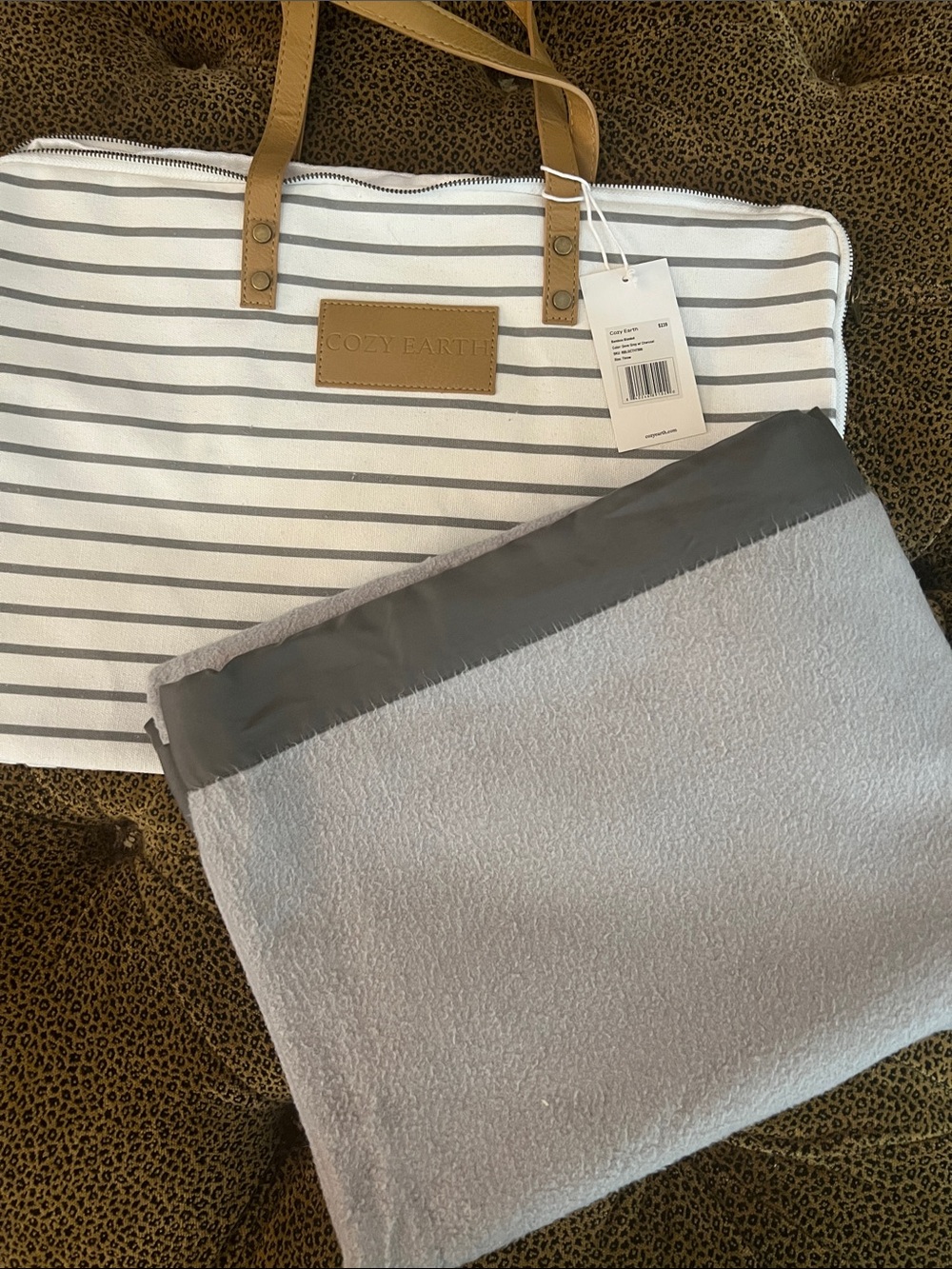 Cozy Earth Gray Bamboo Throw Blanket - 50x60 with canvas bag